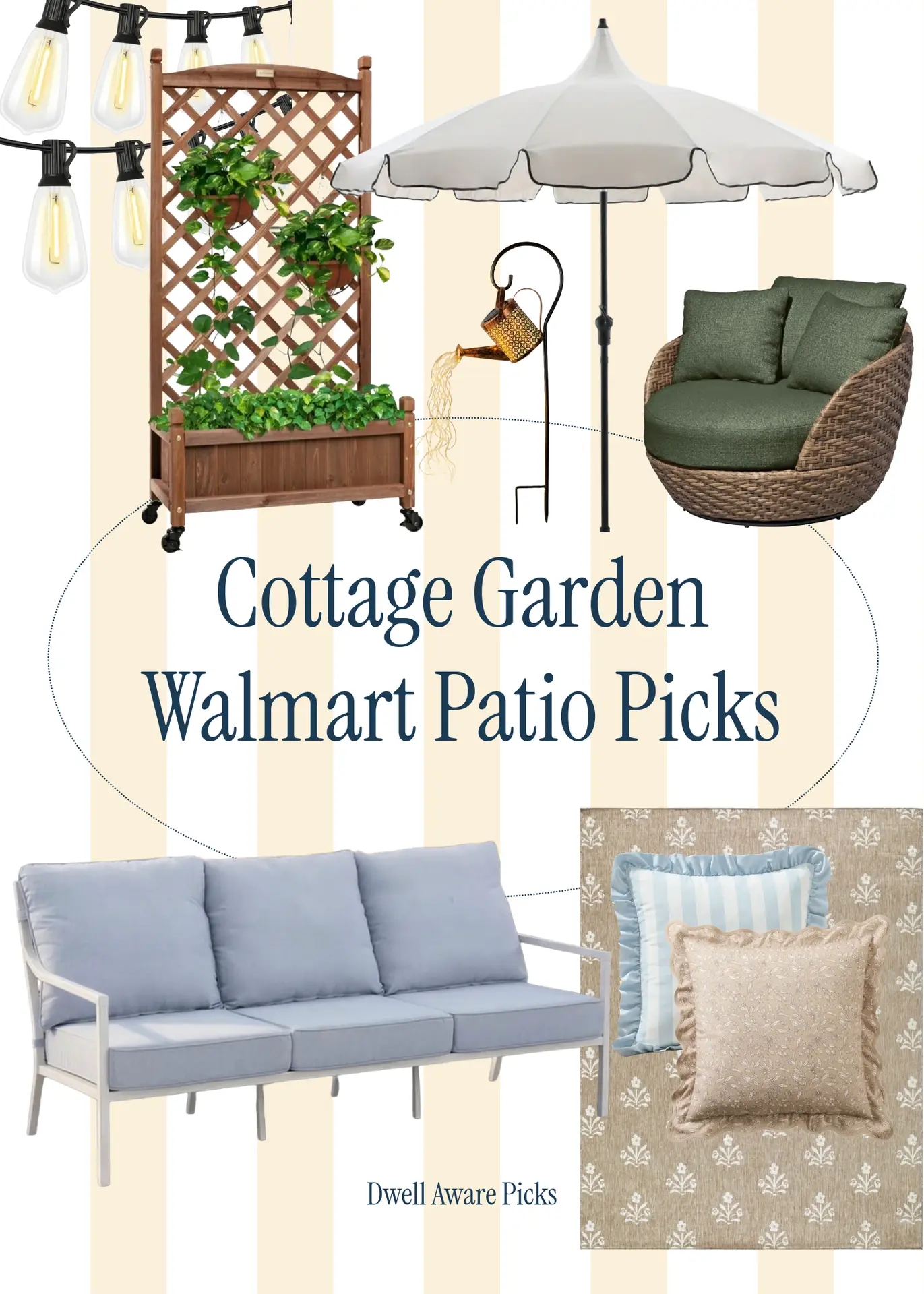 Cottage garden Walmart patio furniture and decor picks moodboard